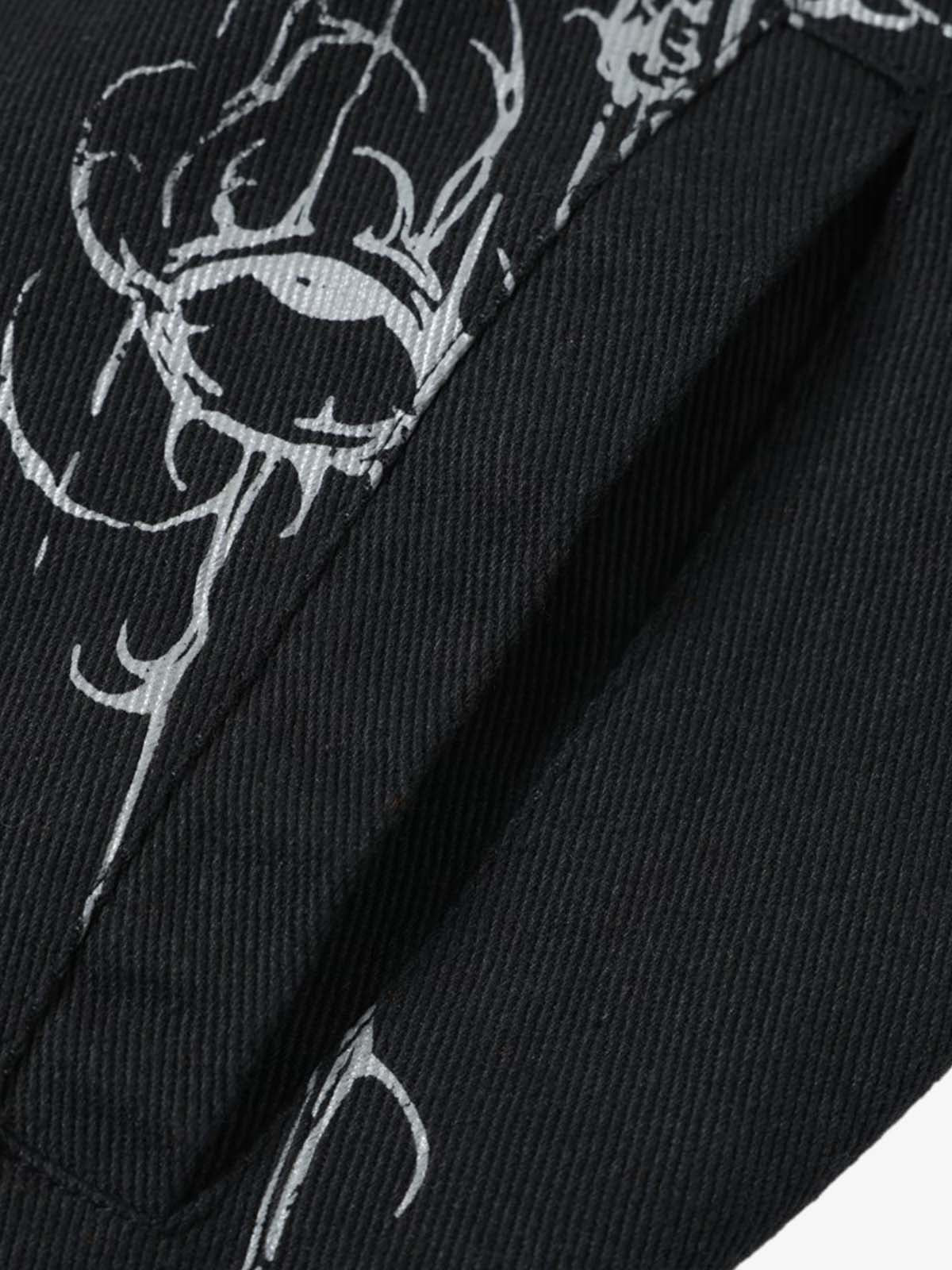 Asymmetric Button-Front Letter Graphic Jacket