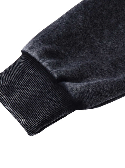 Thesupermade Washed Flame Printed Hooded Fleece Sweatshirt 