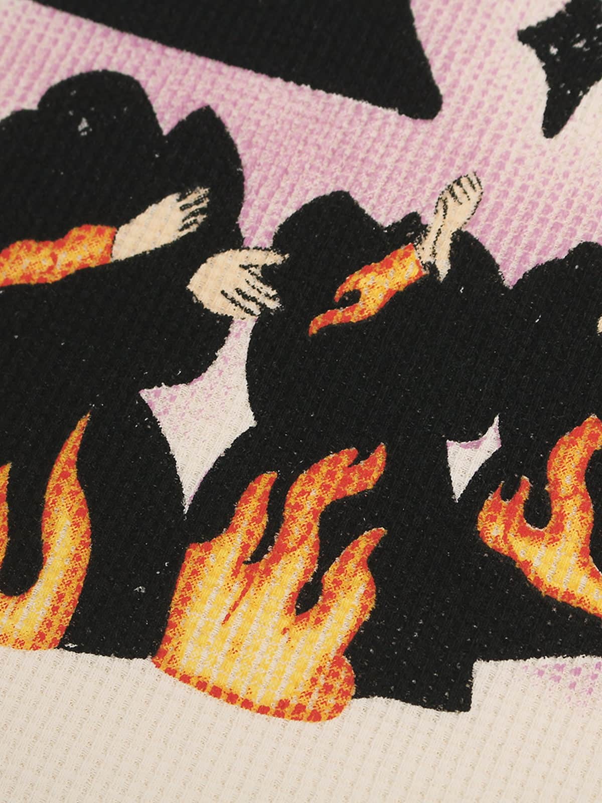 Waffle Knit Skate Wizard Flame Graphic T-Shirt 