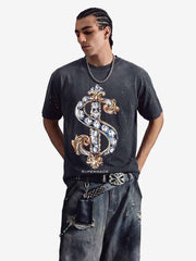 Vintage Rhinestone Dollar Graphic T-Shirt 