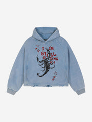 Hoodie mit Logo-Blitz-Grafik, gewaschen und im Used-Look