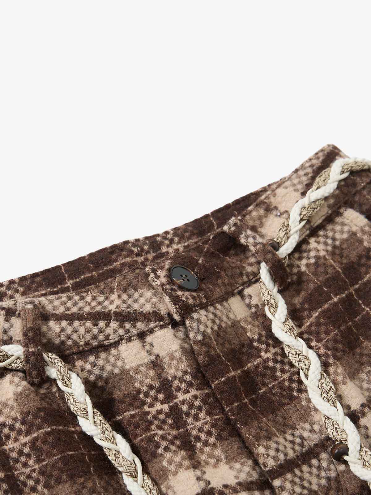 Plaid Fleece Baggy Cargo Pants 