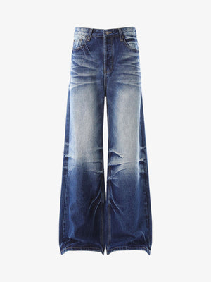 Washed Distressed Wrinkled Dyed Jeans 