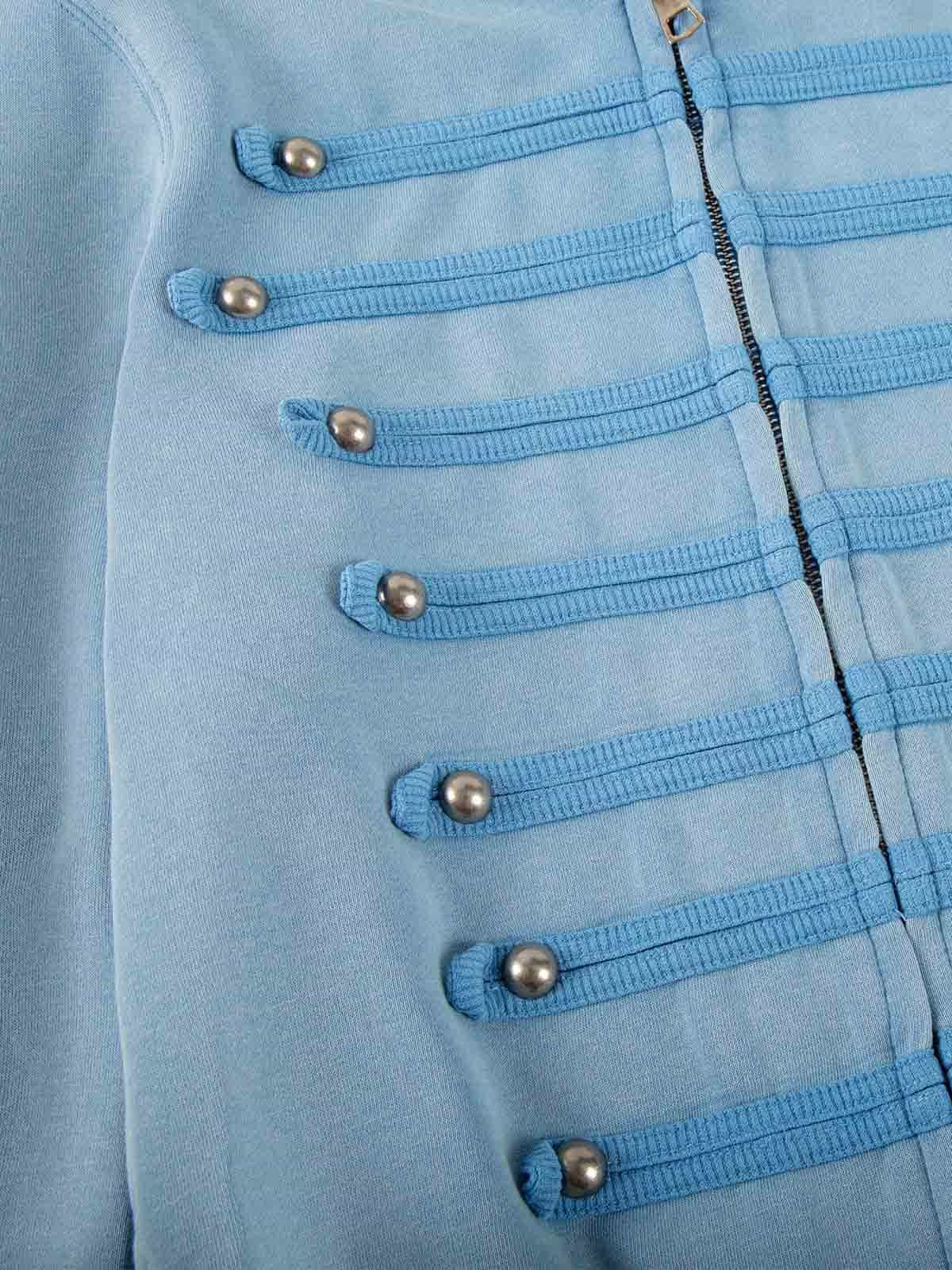 Distressed Napoleon Studded Boxy Zip-Up Hoodie