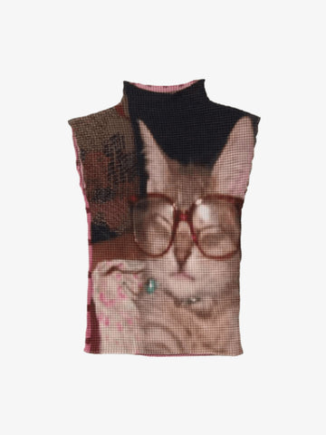 Graphic Waffle Stand-Collar Vests