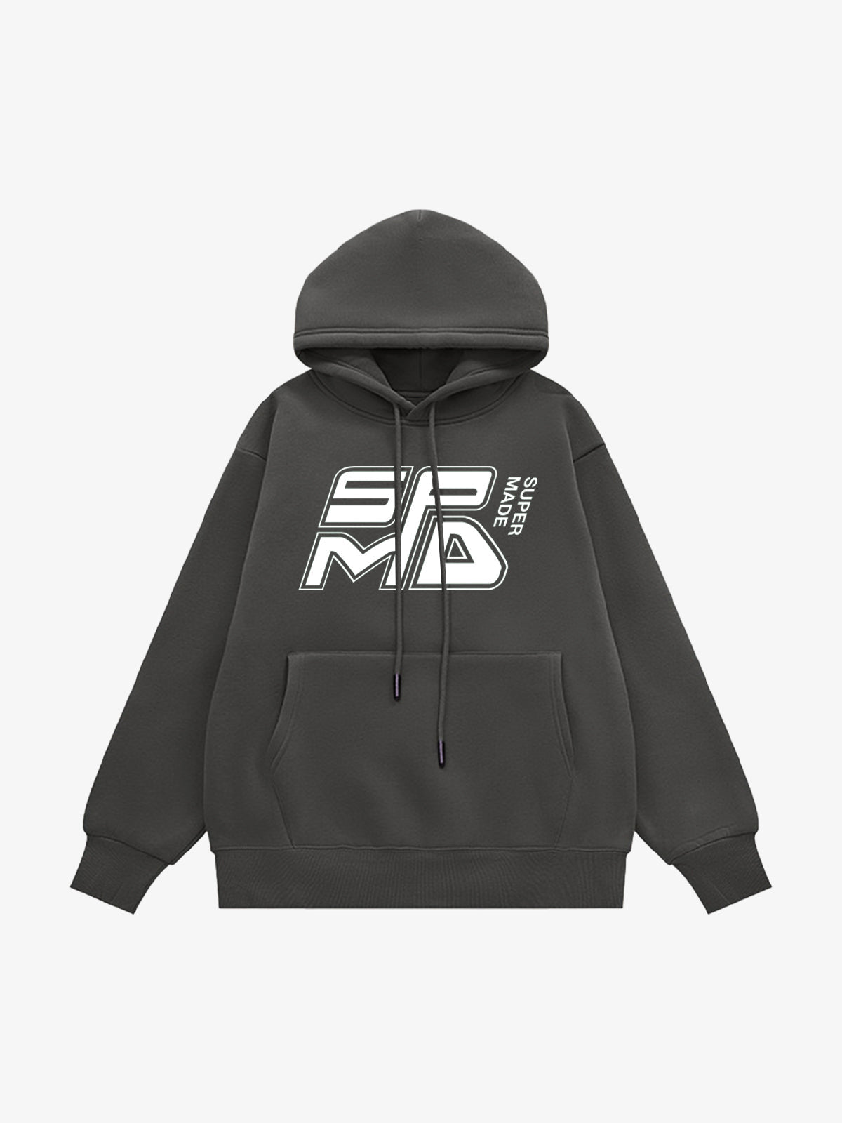 SPMD Letter Design Print Fleece Hooded Sweatshirt 