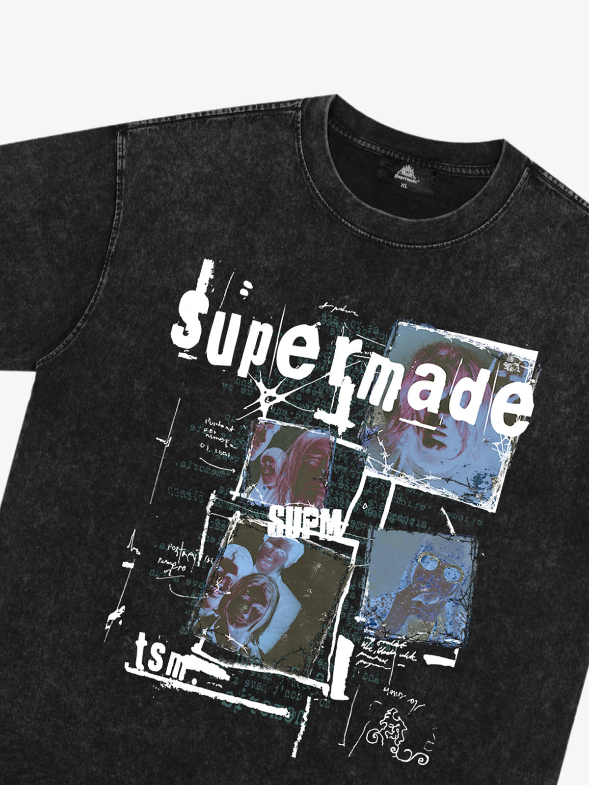 THE SUPERMADE Retro nostalgia Artistic Graphic Print T-Shirt with Collage Design 