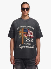 Cross Flag Graphic Washed T-Shirt 