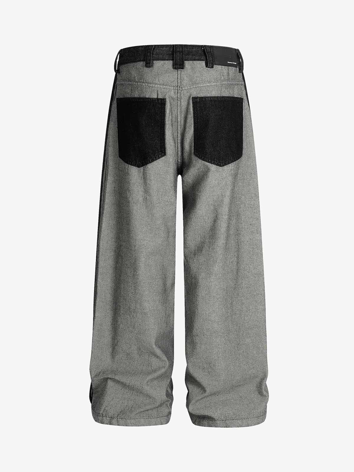 Distressed Reverse Design Large Pocket Printed Jeans 