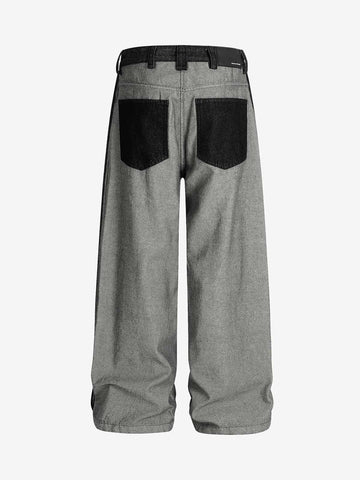 Distressed Reverse Design Large Pocket Printed Jeans - 2568 