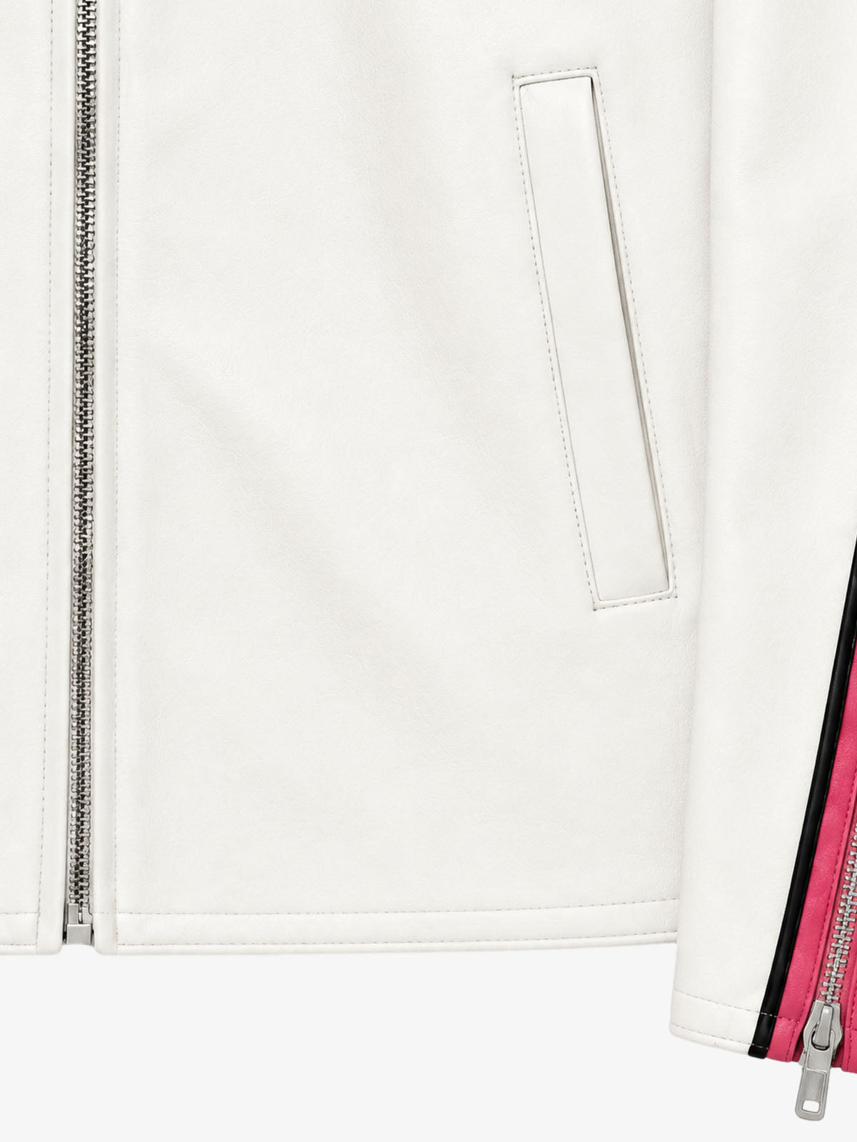 Color Block Faux Leather Biker Jacket