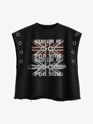 Flag Graphic Cropped Vest