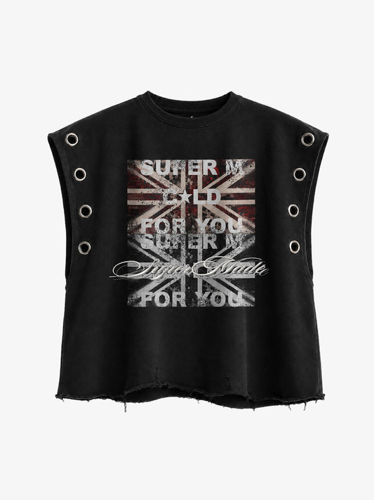 Flag Graphic Cropped Vest