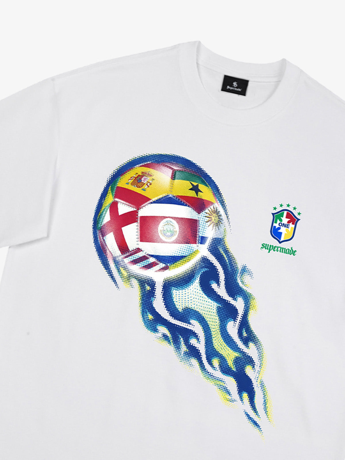 Cotton Football Flag Graphic T-Shirt for Men - Oversized Casual Streetwear with World Cup Design 