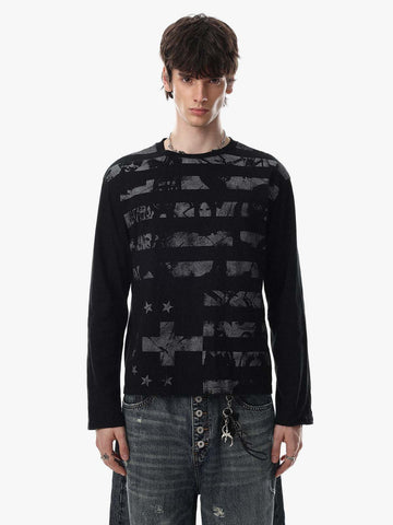 Paint Splatter Striped Long Sleeve Tee