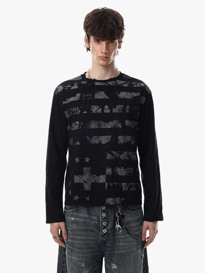 Paint Splatter Striped Long Sleeve Tee