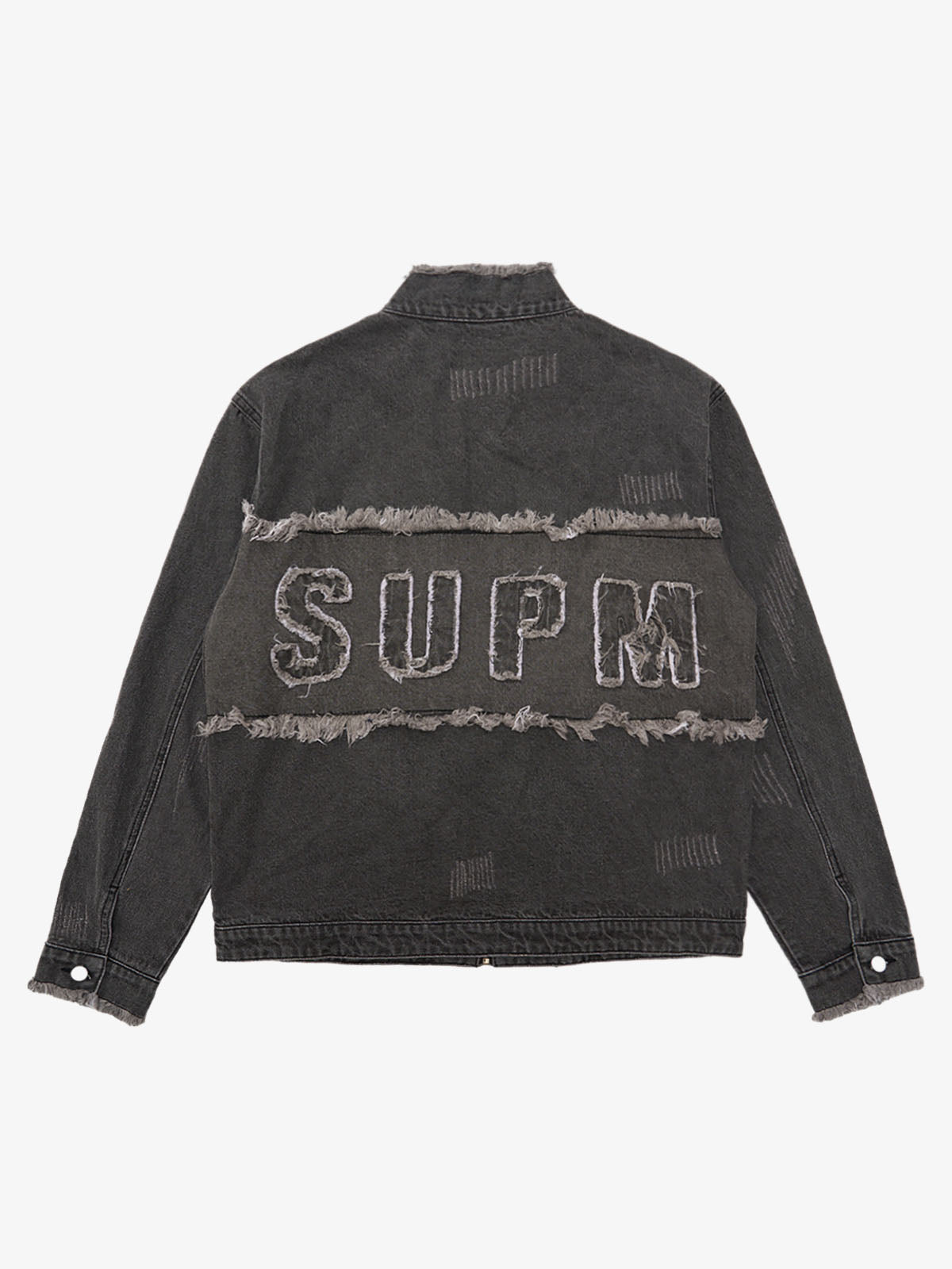 Thesupermade Appliqué Deconstructed Patchwork Distressed Raw-edge Denim Jacket 