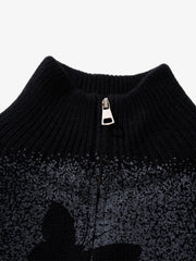 Street Dark Phantom Butterfly Stand-Collar Knit Cardigan Sweater 