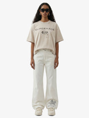 Distressed Metallic Logo Cropped T-Shirt 