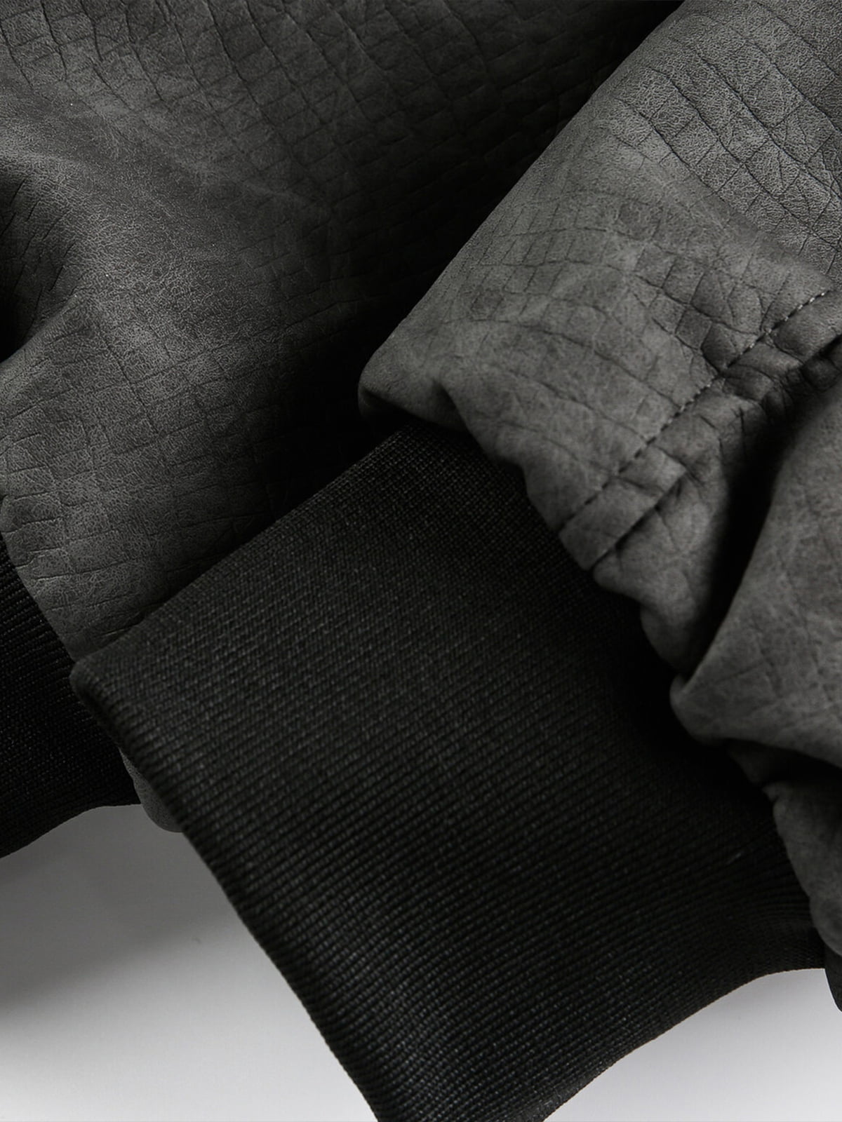 Patchwork Faux Leather Hooded Two-Piece Jacket 