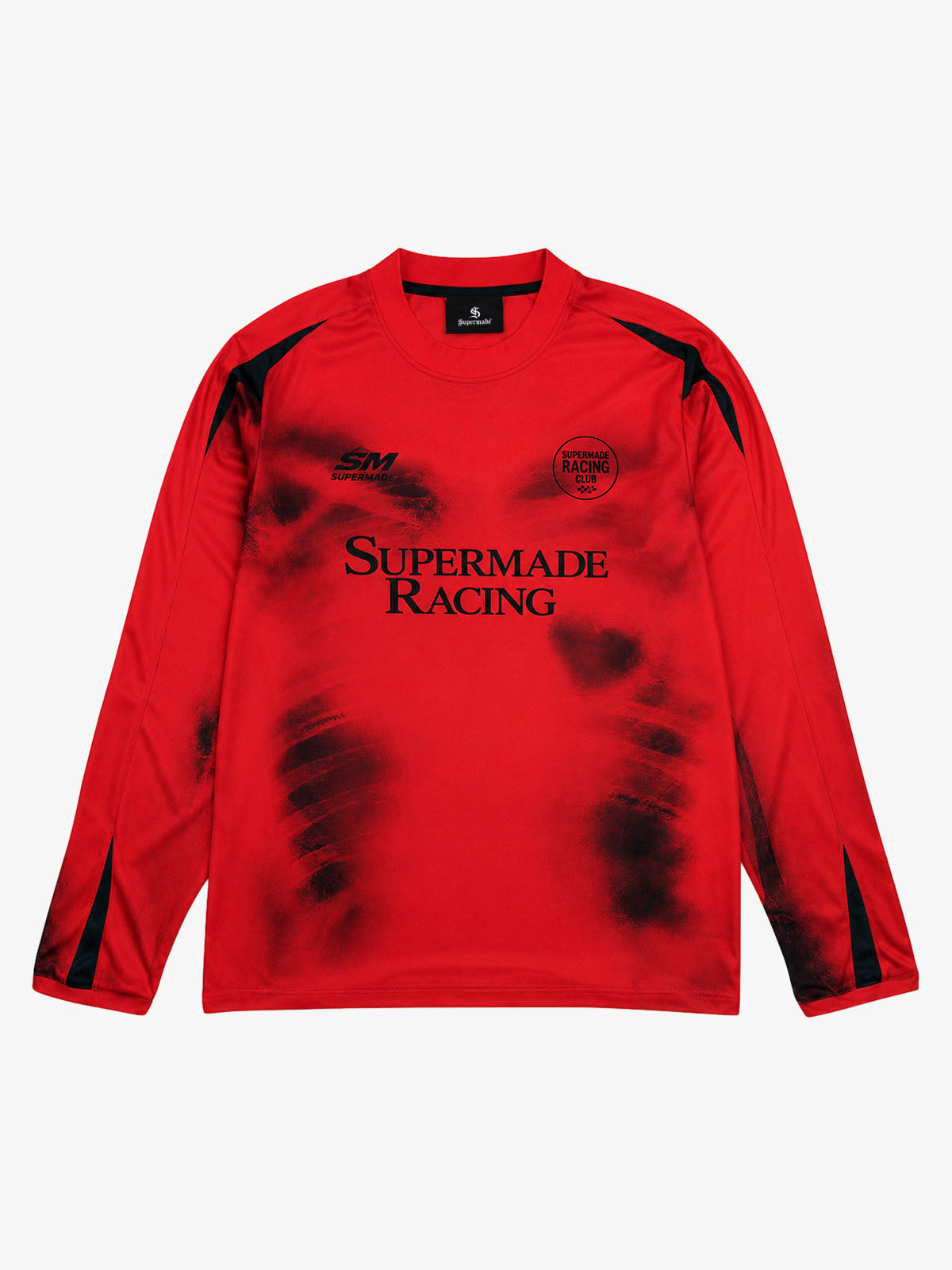Skull Graphic Layered Racing Logo Long Sleeve Tee