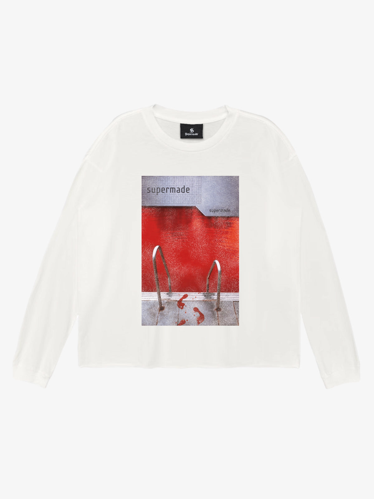 Game Pool Graphic Washed Distressed Boxy Long Sleeve Tee