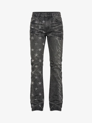 Crackle Star Pleated Jeans