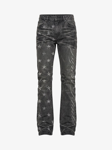 Crackle Star Pleated Jeans