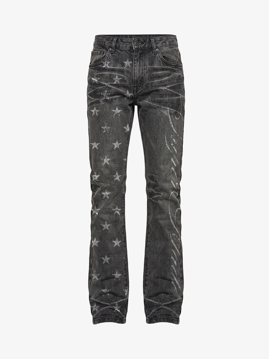 Crackle Star Pleated Jeans