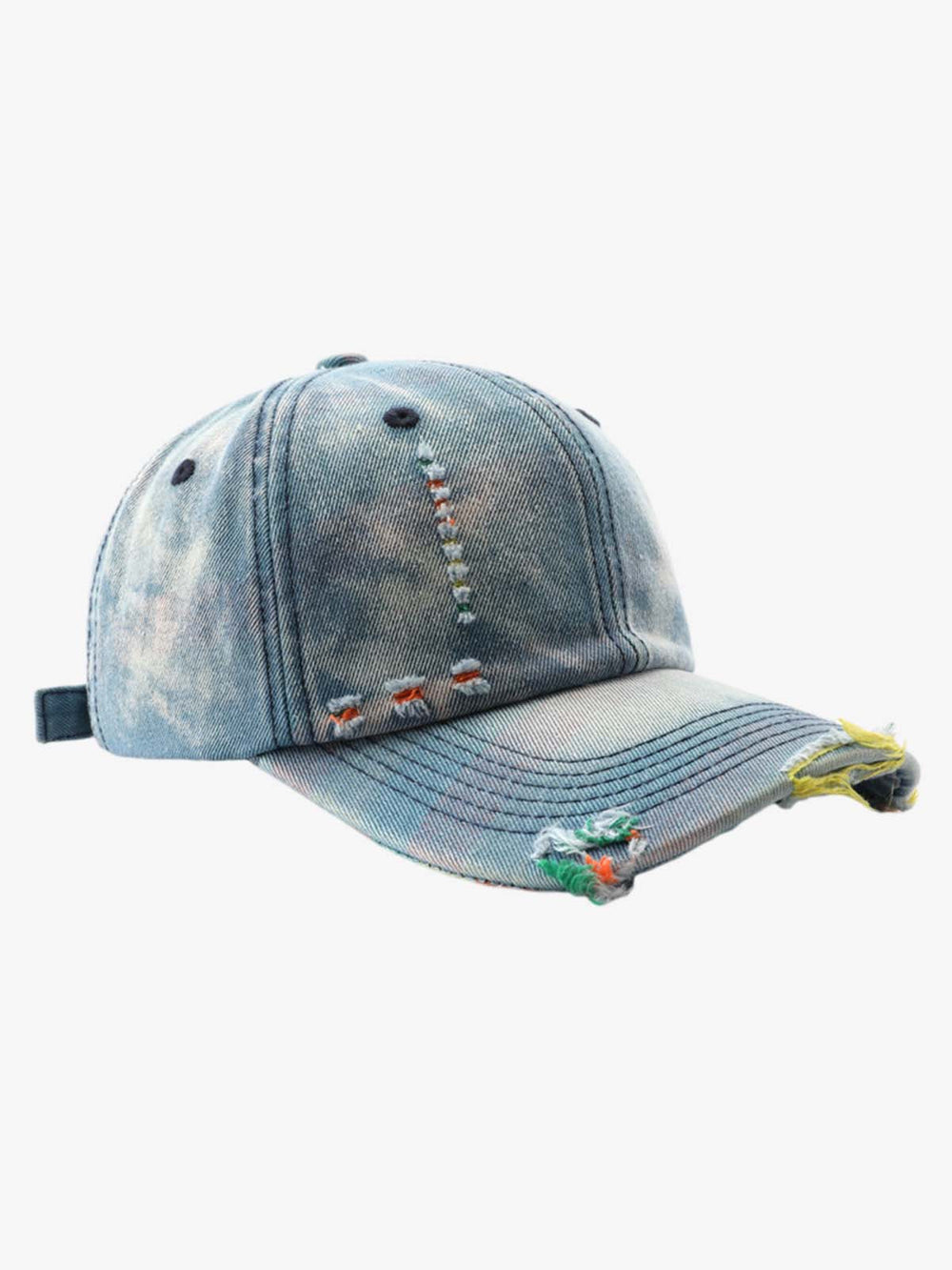Vintage Washed Distressed Denim Baseball Cap 