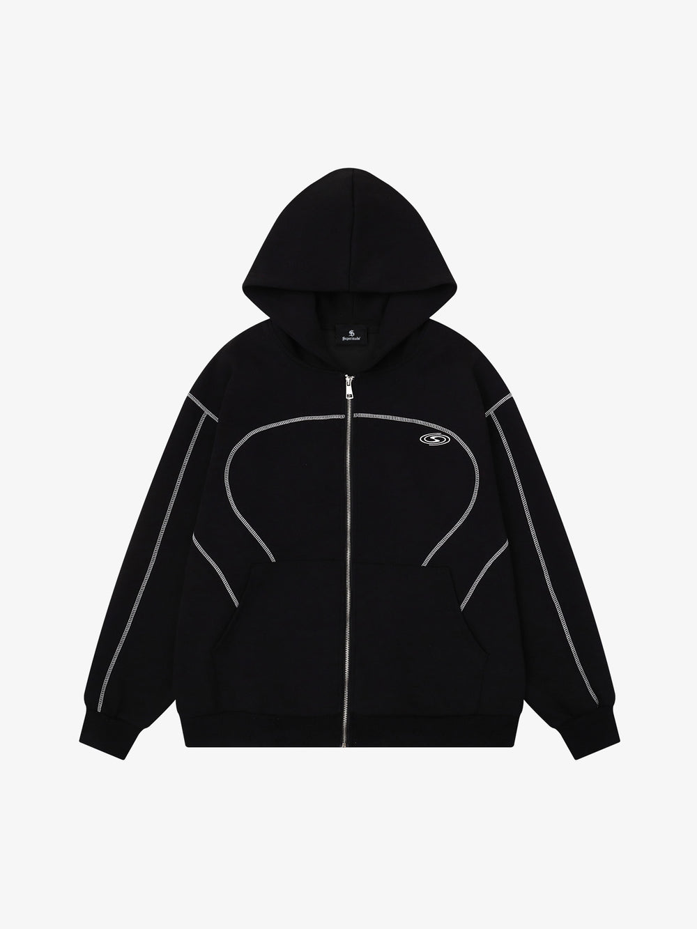 Kapuzenpullover mit Logostickerei und Reißverschluss