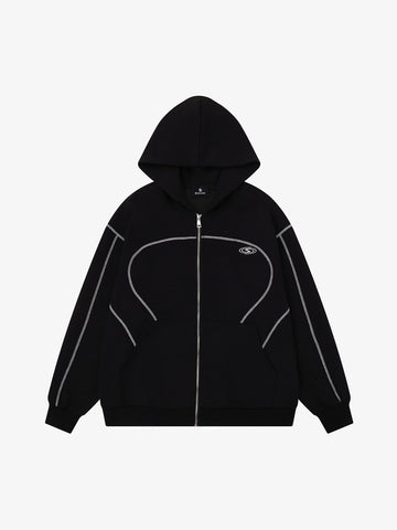 Logo Embroidered Zip Hoodie
