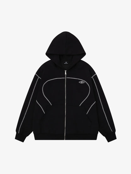 Logo Embroidered Zip Hoodie