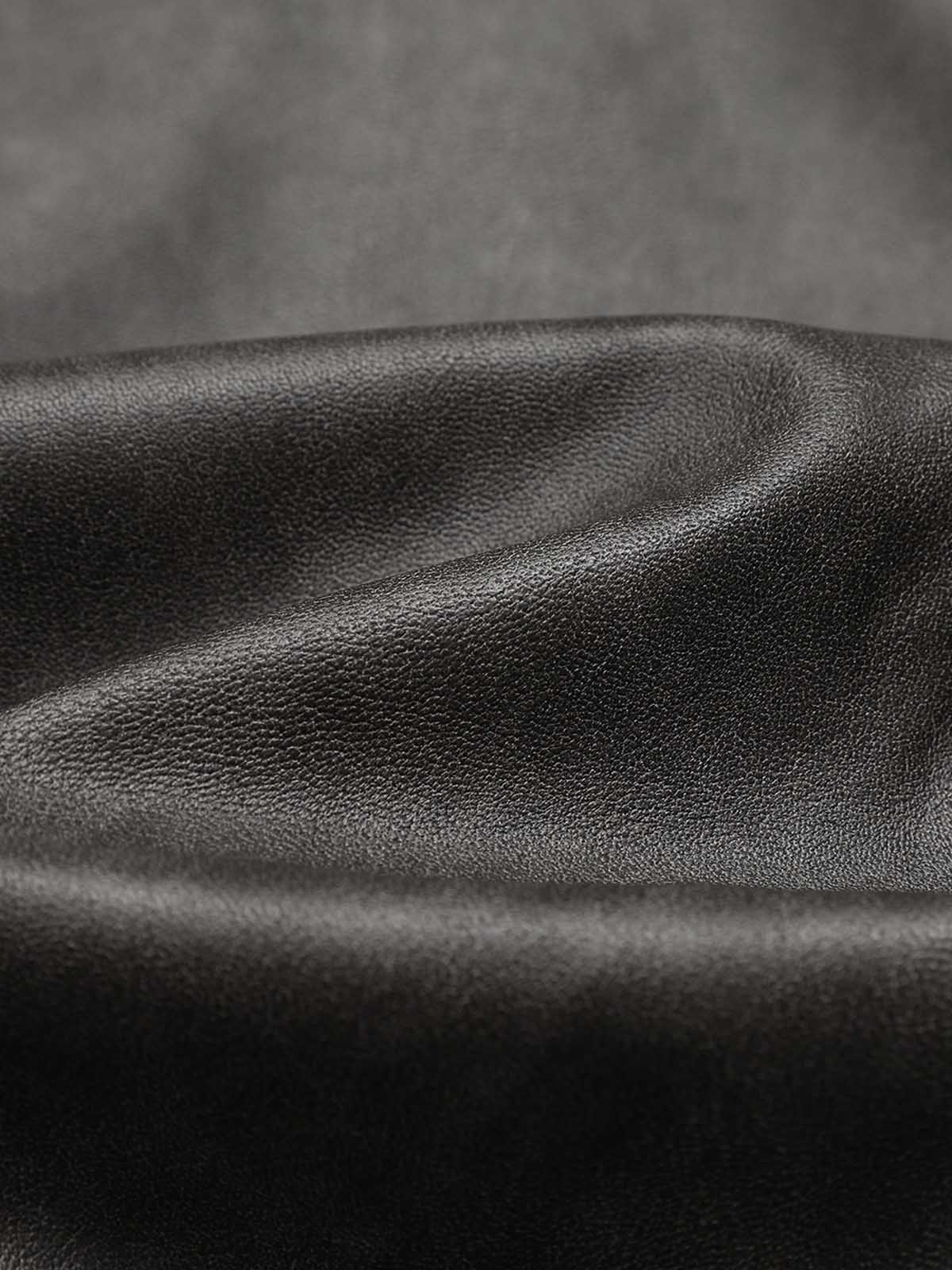 Metal Button Cropped Leather Bomber Jacket
