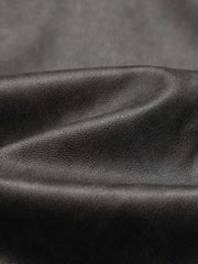 Metal Button Cropped Leather Bomber Jacket