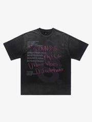 300G Cotton Spray-Marmot Distressed T-Shirt with Holes Urban Streetwear Graphic Tee 