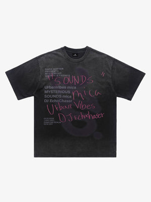 300G Cotton Spray-Marmot Distressed T-Shirt with Holes Urban Streetwear Graphic Tee 