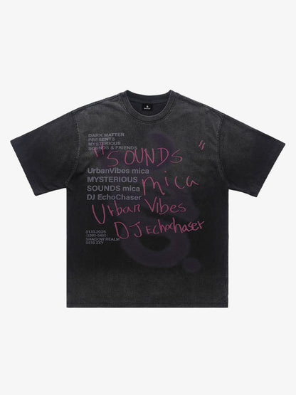 300G Cotton Spray-Marmot Distressed T-Shirt with Holes Urban Streetwear Graphic Tee 