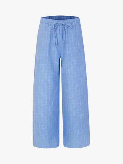 Pleated Plaid Drawstring Pants