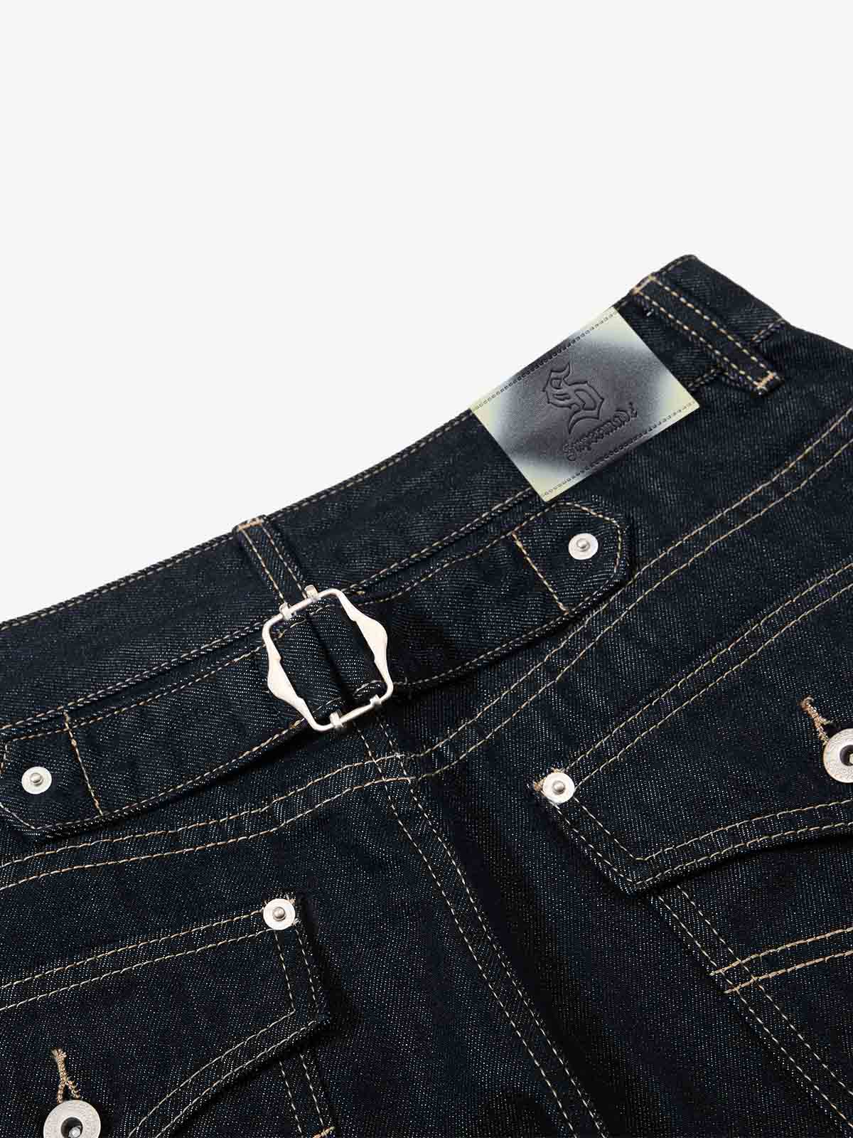 Cinch Back Contrast Stitch Jeans 