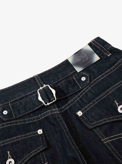 Cinch Back Contrast Stitch Jeans 