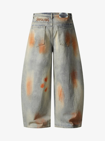 Distressed Paint Washed Wide Leg Pants 