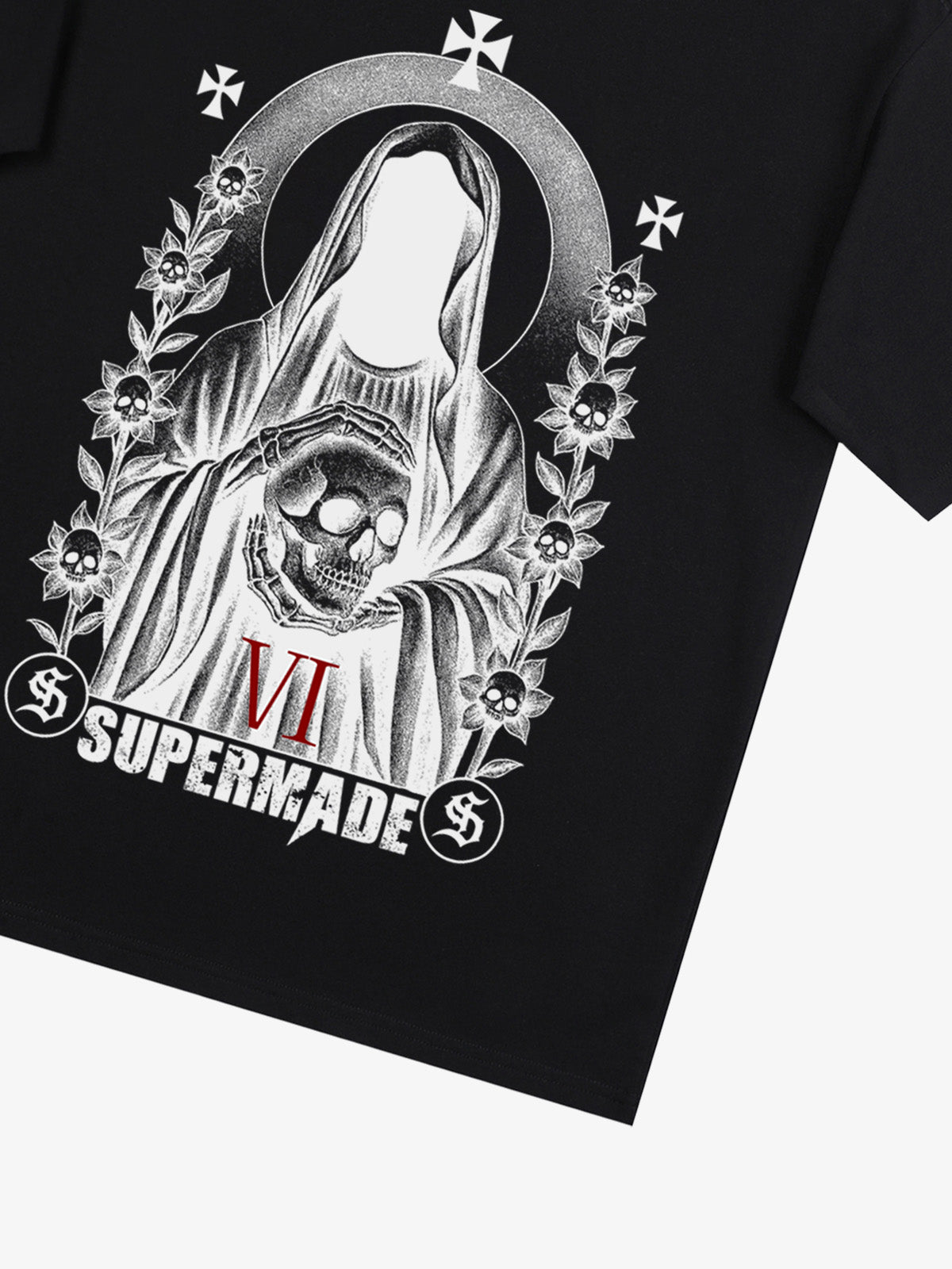 Thesupermade Dark Gothic Headless Skull Death T-shirt 