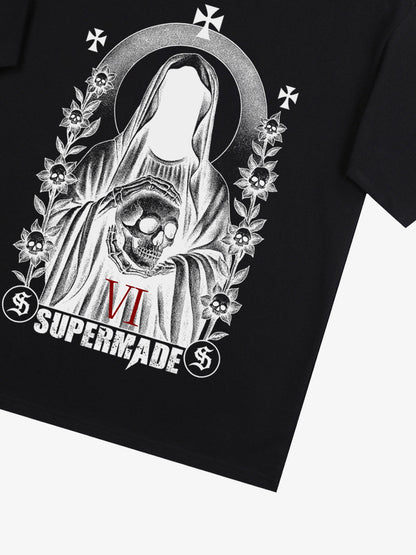 Thesupermade Dark Gothic Headless Skull Death T-shirt 