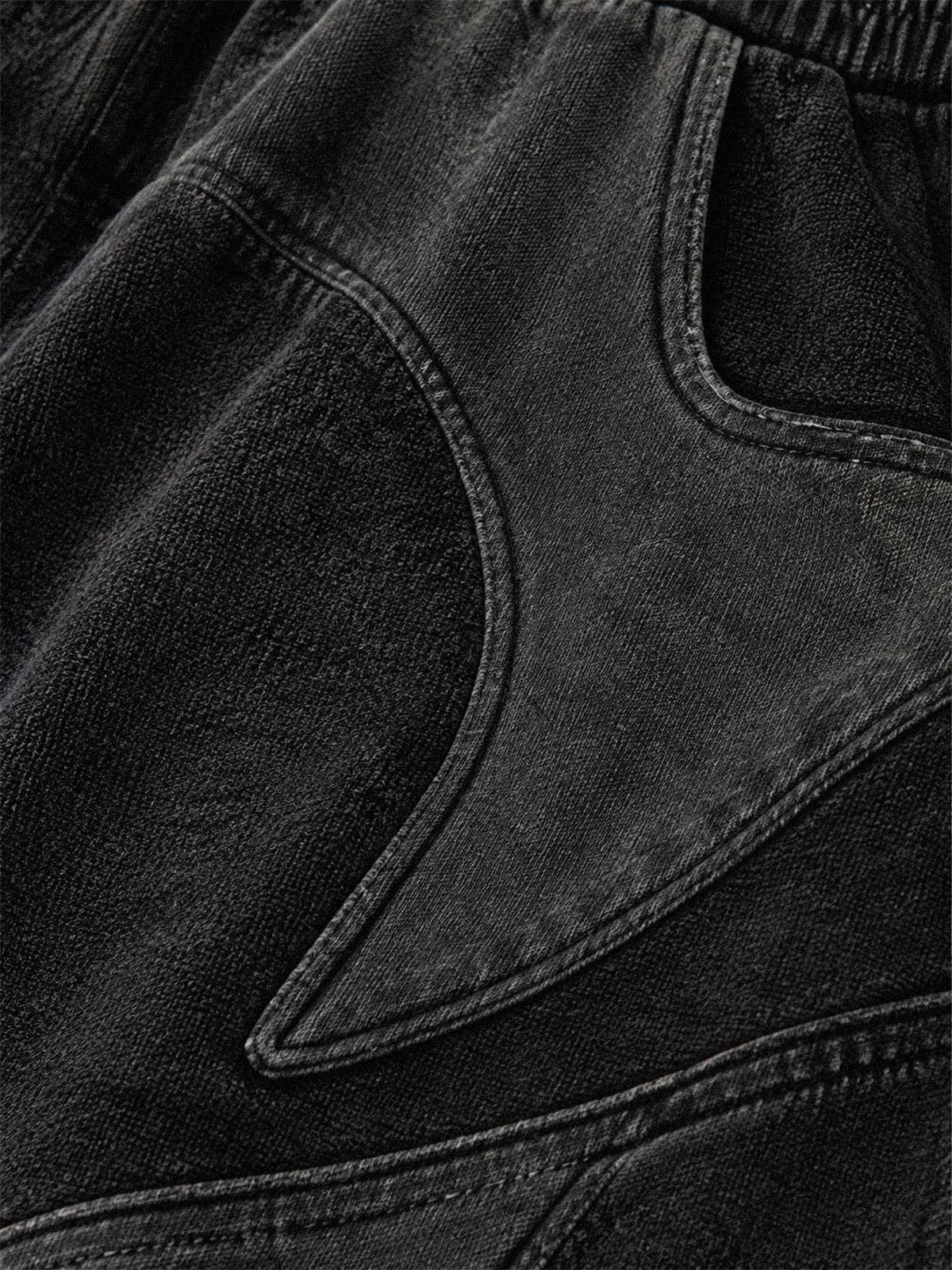 Washed Panelled High-Neck Zip Hoodie & Wide-Leg Sweatpants Set