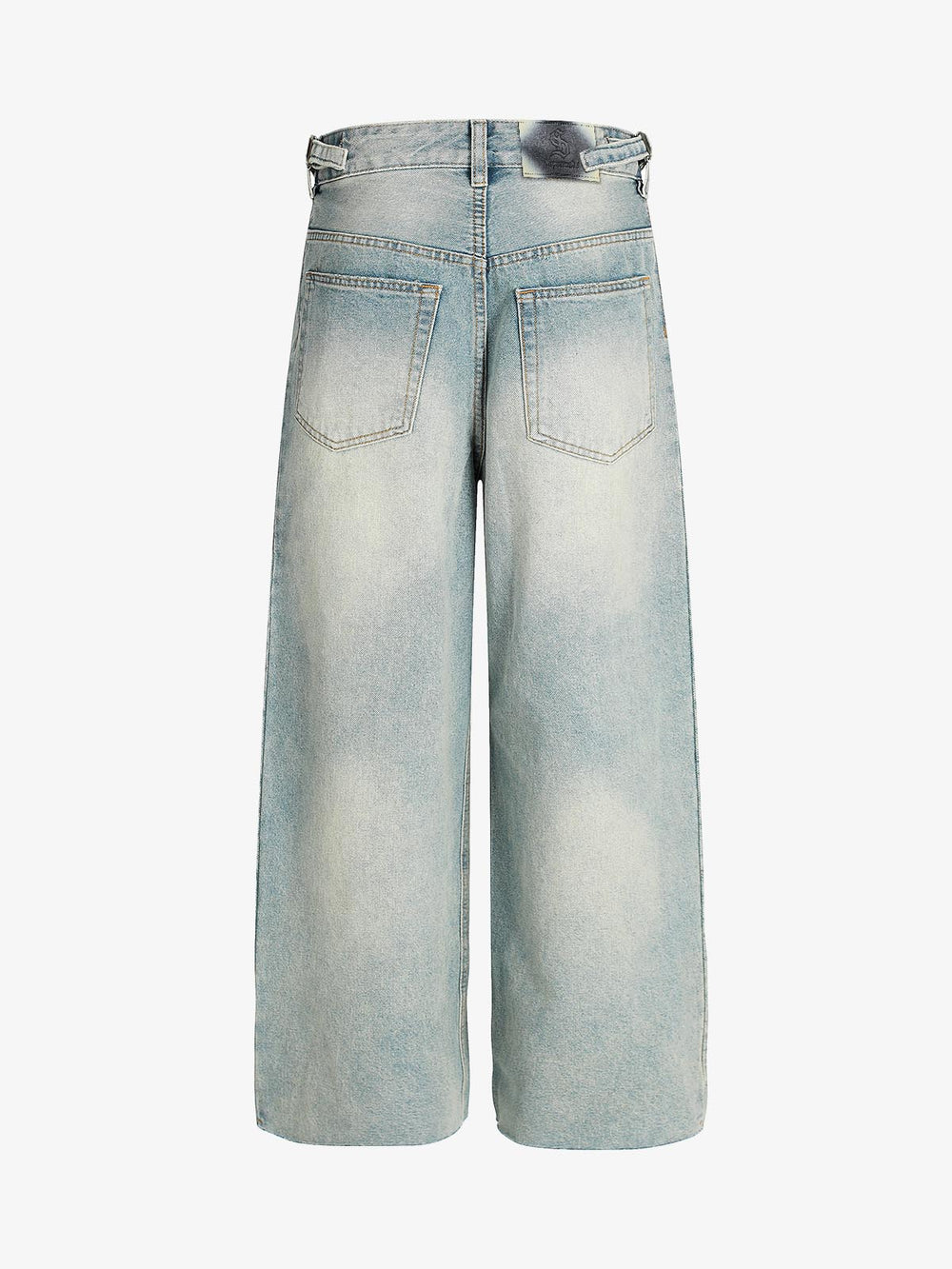 Multi-Graphic Distressed Straight-Leg Jeans