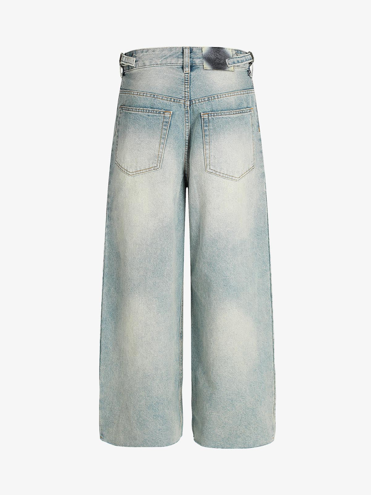 Multi-Graphic Distressed Straight-Leg Jeans
