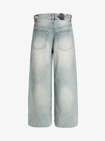 Multi-Graphic Distressed Straight-Leg Jeans