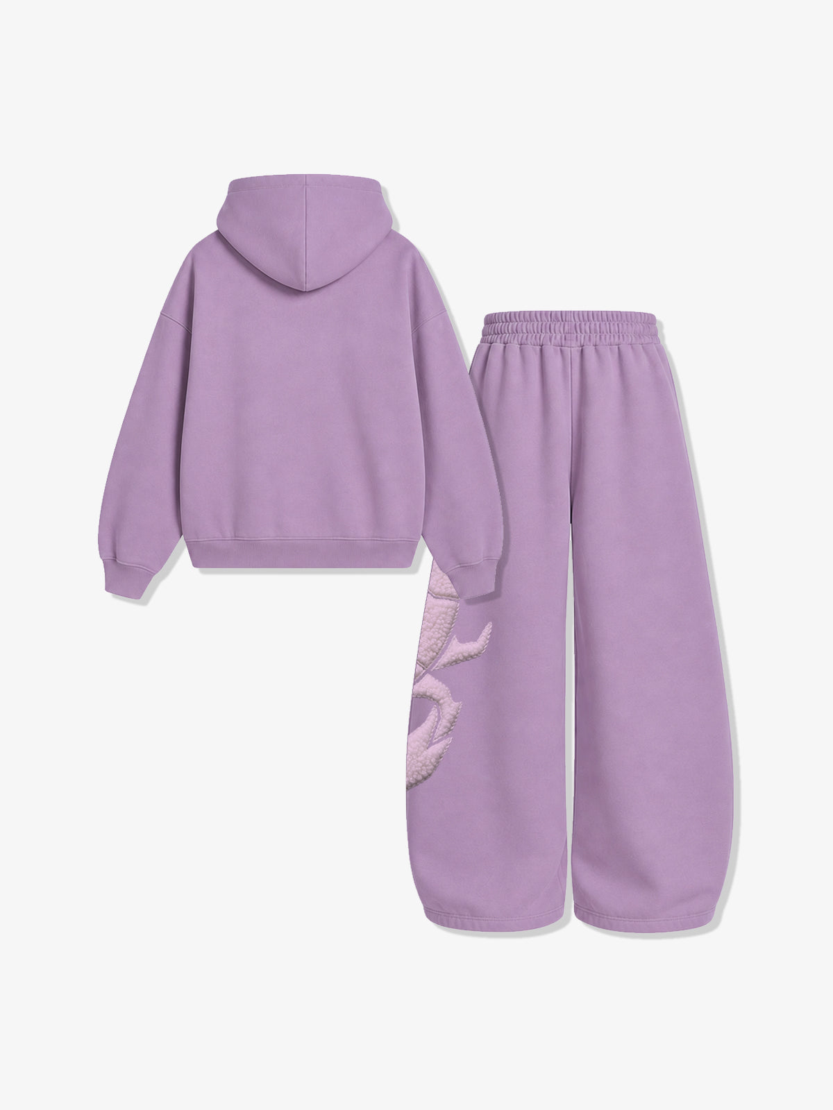 Cotton-Blend Terry Towel Embroidered Hoodie & Wide-Leg Sweatpants Set