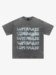 Washed Spray Effect Letter Print T-Shirt 